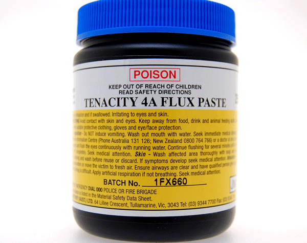 A flux paste compound suitable for soldering precious metals, copper, brass, mild steel and stainless steel. The powder should be mixed with a few drops of water and liquid detergent to make a thick paste and then applied with a brush to the areas of the