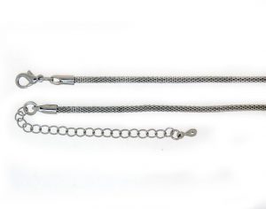 Knitted chain necklace antique silver 2.5mm