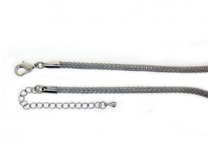 Knitted chain necklace Antique Silver plate 3mm