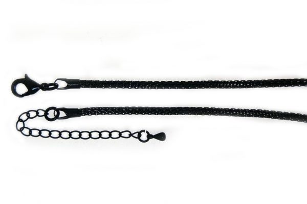 Knitted chain necklace black plate 2.5mm
