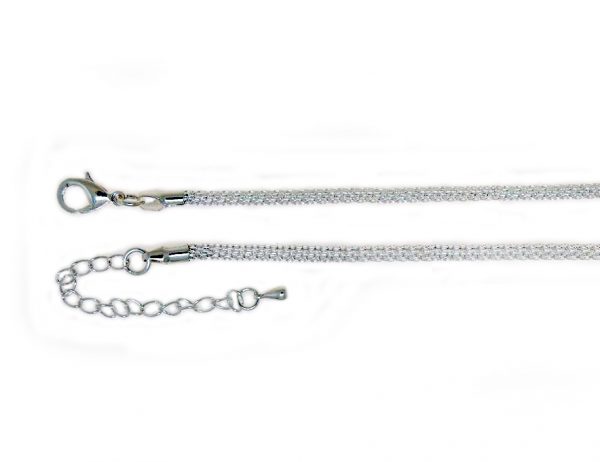 Knitted chain necklace silver plate 2.5mm