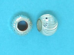 Bead Sterling Silver 7mm Corrugated Round Space