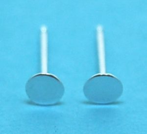 Sterling Silver Earpost with Flat Pad 4mm