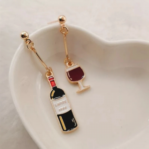 @SaintRaphaelStore - Wine Bottle Earrings - Red Wine Earrings