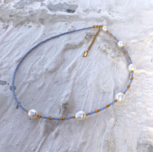 pet jewellery blue iguana beaded necklace